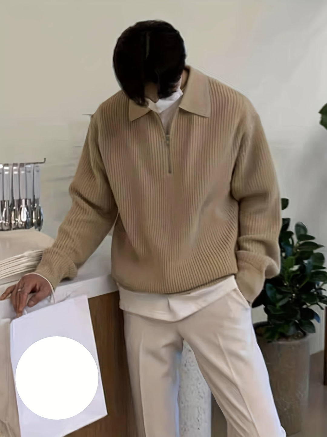 Mens Quarter Zip Sweater Cozy Warm Fit