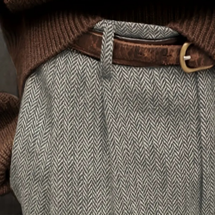 Mens Tailored High Waist Pleated Trousers Elegant Fit