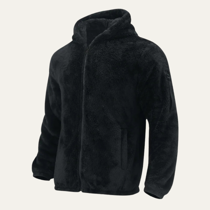 Mens Jacket Soft Plush Double-Sided Fleece Warm Fit