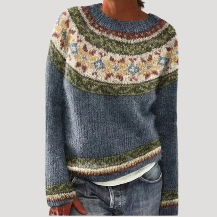 Womens Crew Neck Wool Blend Sweater Warm Fit