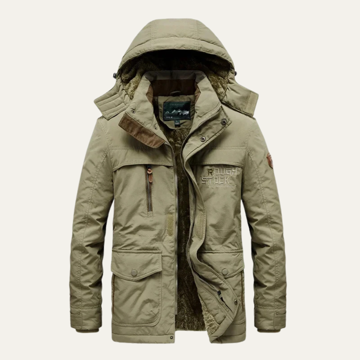 Mens Parka Jacket Fleece Lined Hooded Winter Fit