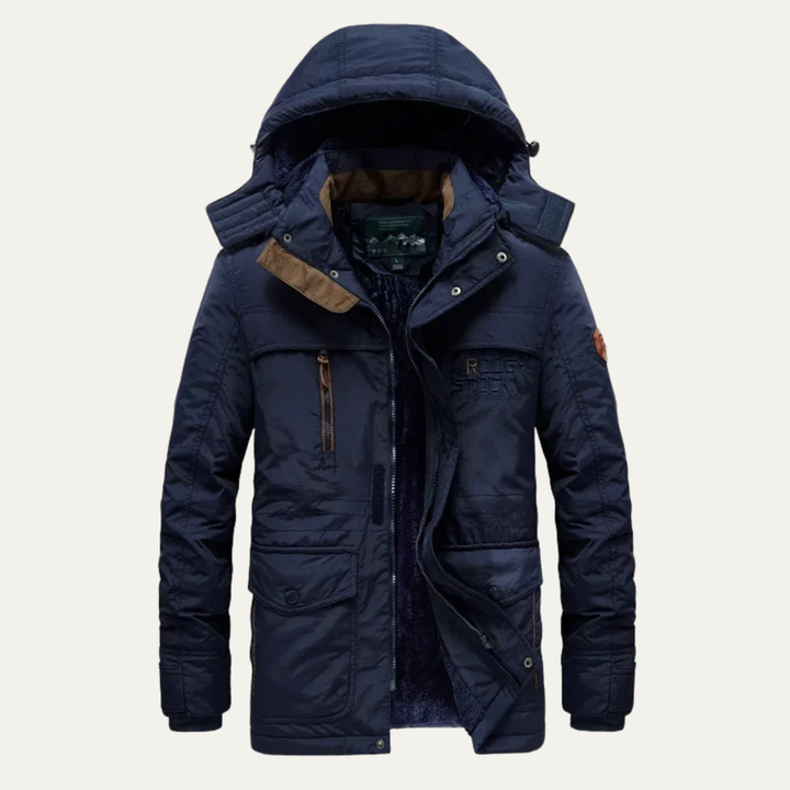 Mens Parka Jacket Fleece Lined Hooded Winter Fit