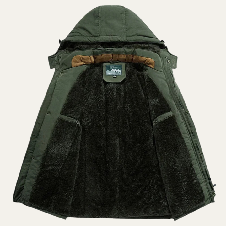 Mens Parka Jacket Fleece Lined Hooded Winter Fit