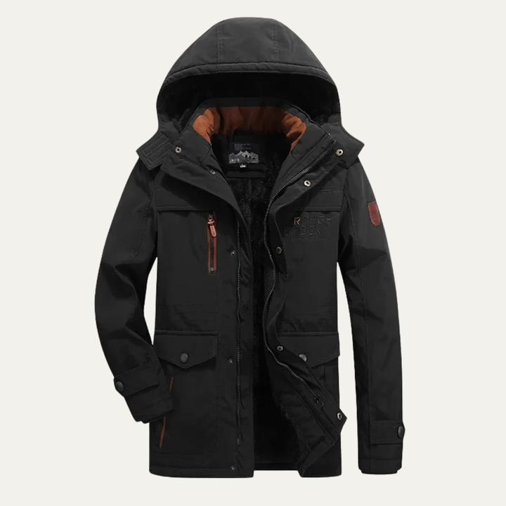 Mens Parka Jacket Fleece Lined Hooded Winter Fit