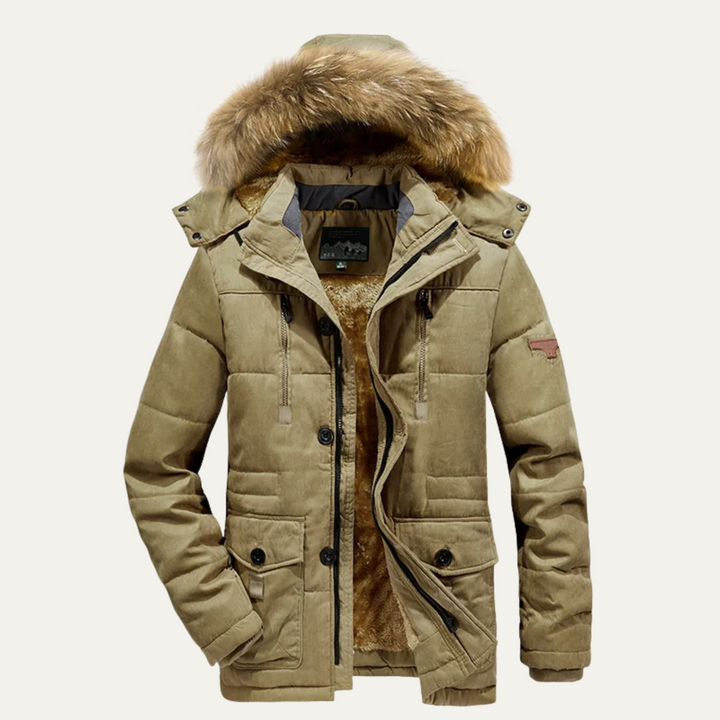 Mens Winter Parka Faux Fur Lined Heavy Multi Pocket - BritishMode