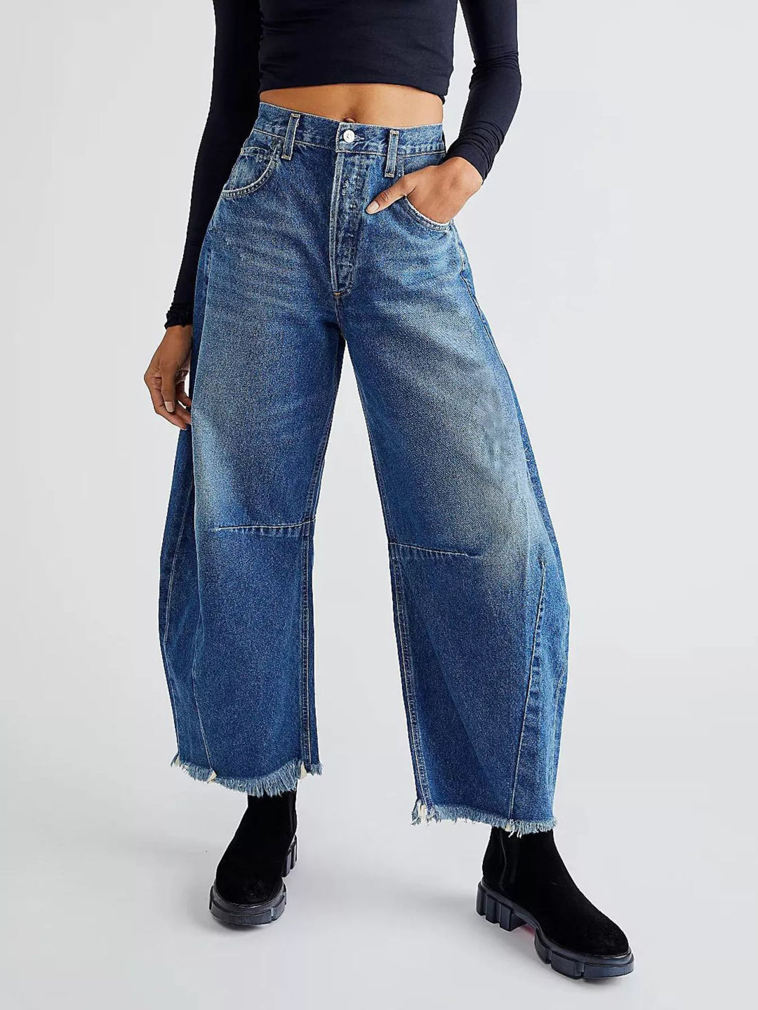 Womens Distressed Denim Jeans Loose Fit - BritishMode