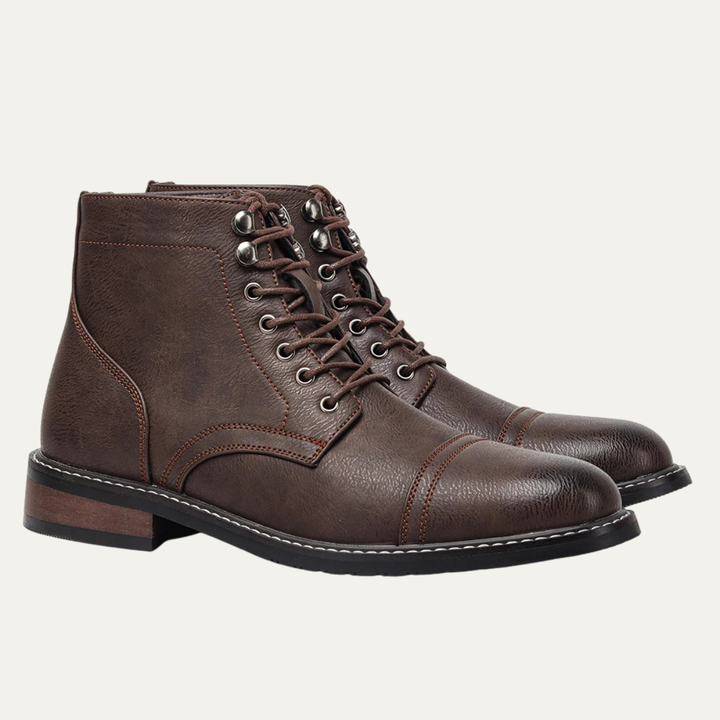 Mens Leather Lace-Up Ankle Boots Durable Design