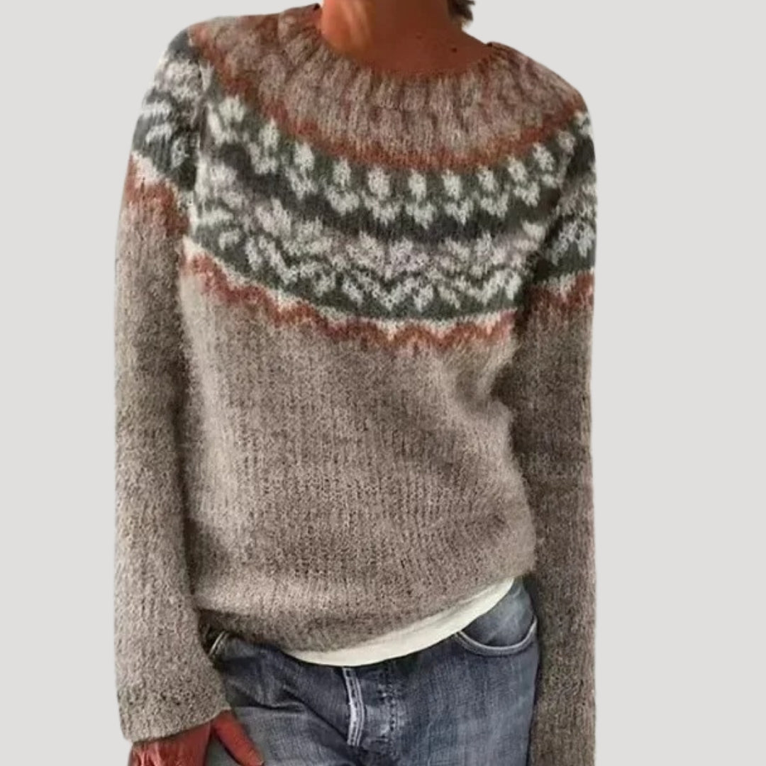 Womens Crew Neck Wool Blend Sweater Warm Fit
