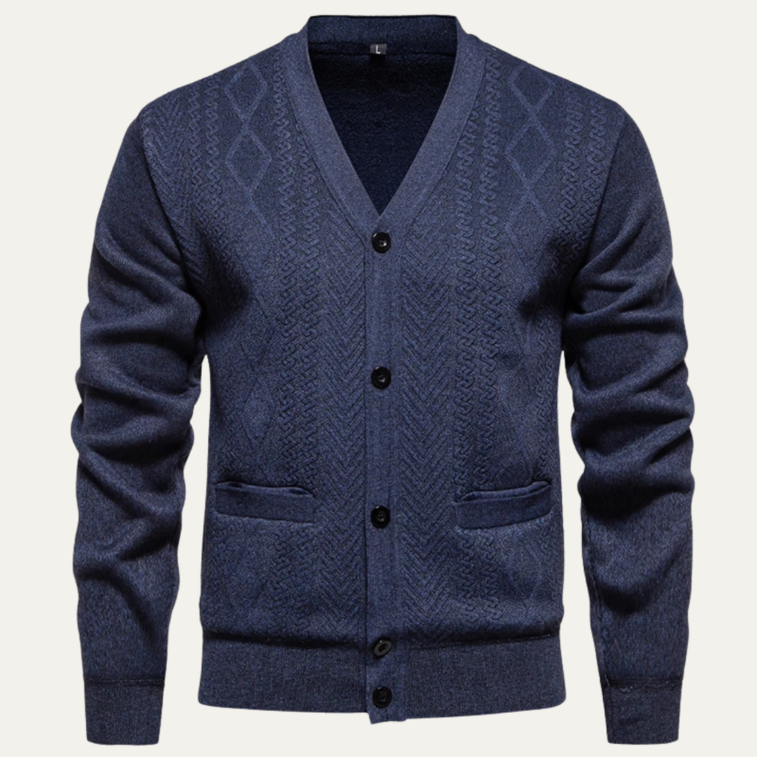Mens Slim Fit Knitted Cardigan Button-Up V-Neck