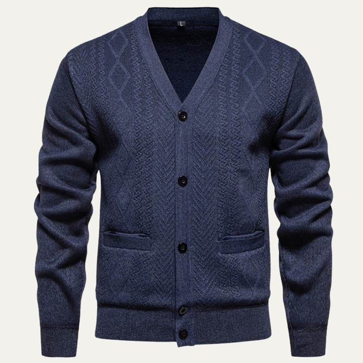 Mens Slim Fit Knitted Cardigan Button-Up V-Neck