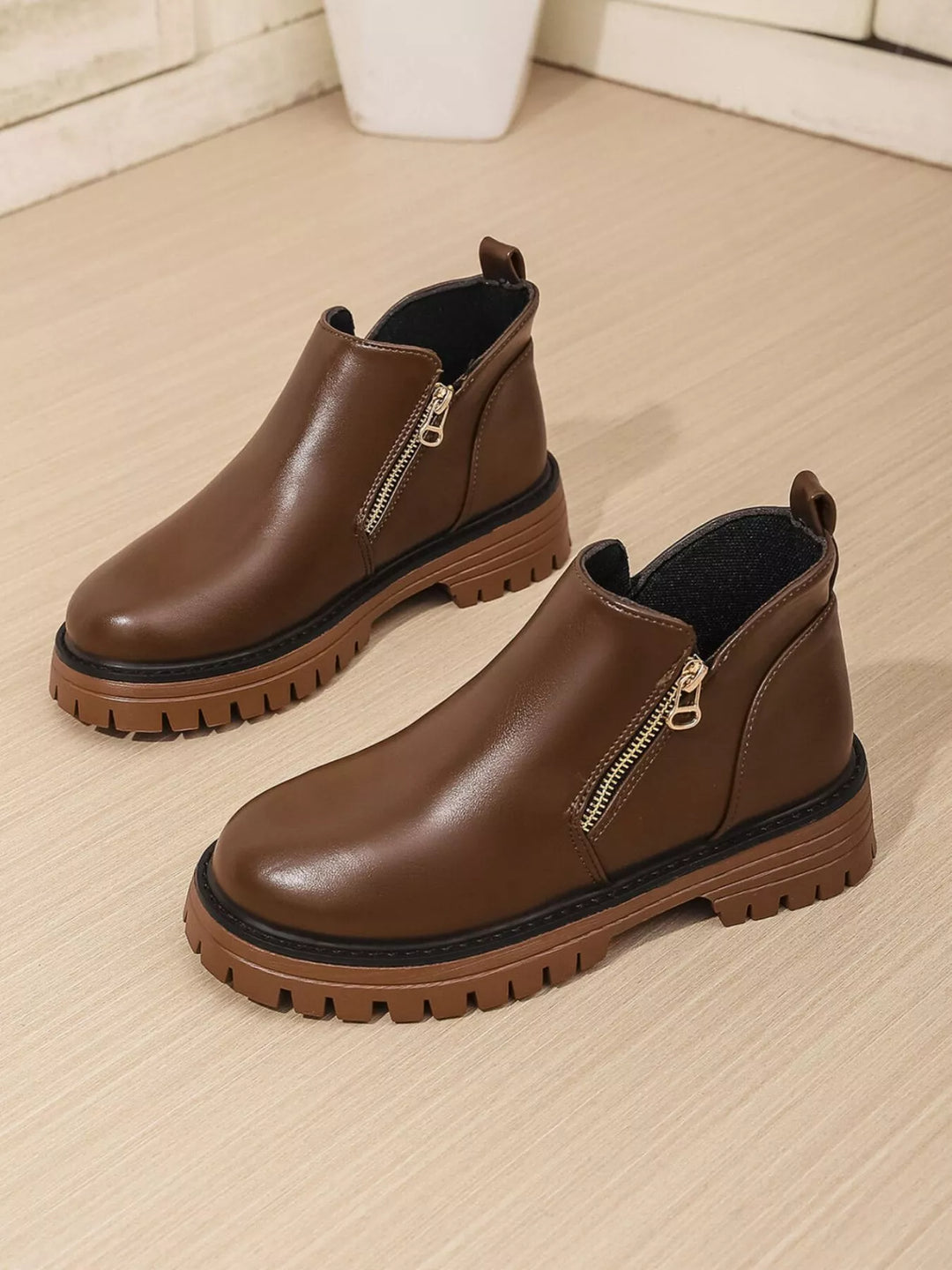 Mens Ankle Boots Leather Zip Detail - BritishMode