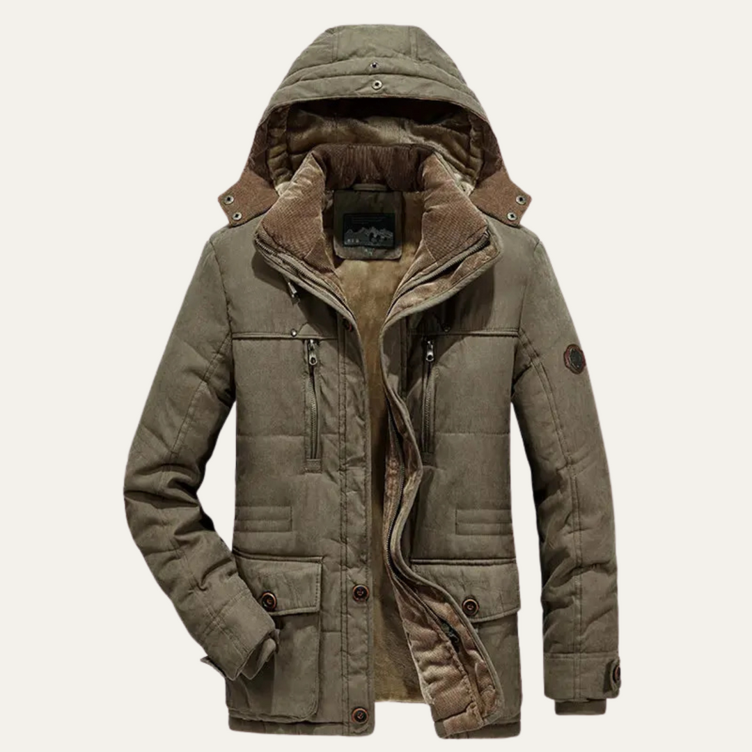 Mens Hooded Winter Jacket Fleece Lined Warm Fit