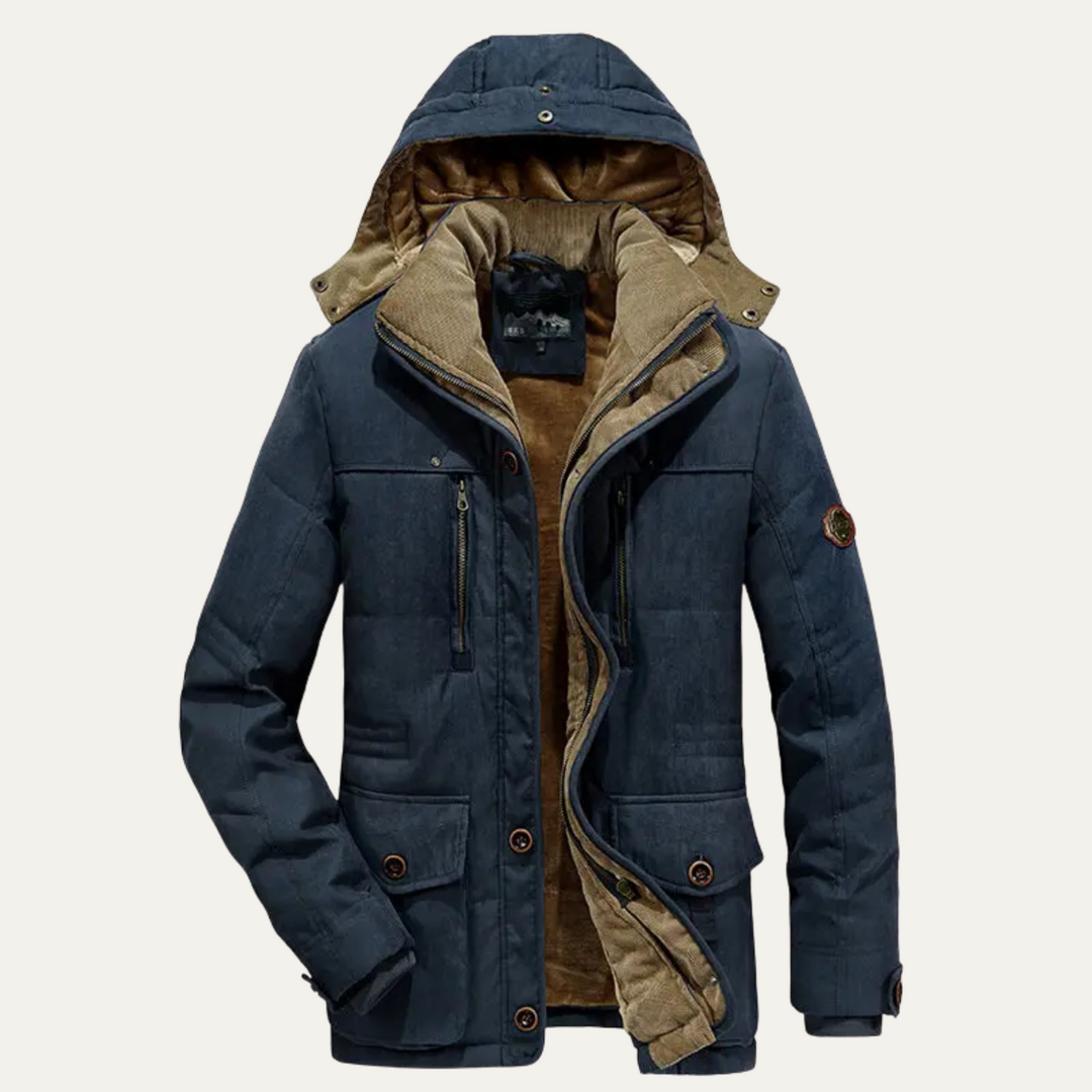 Mens Hooded Winter Jacket Fleece Lined Warm Fit