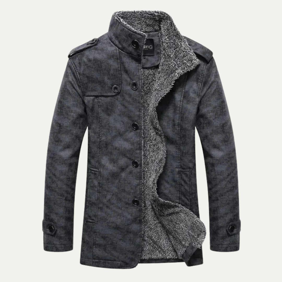 Mens Leather Jacket with Warm Fleece Lining Winter Coat