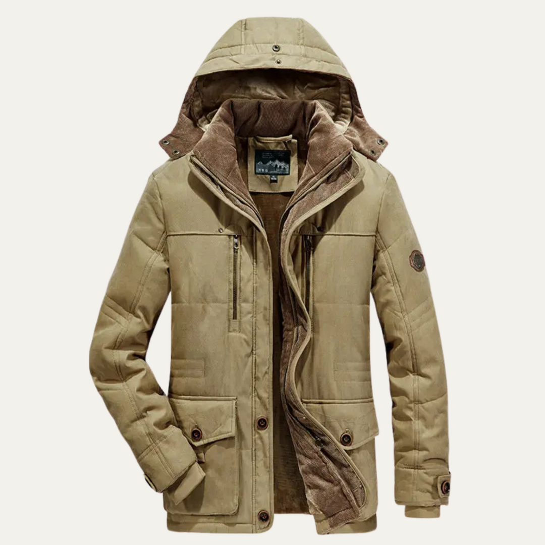Mens Hooded Winter Jacket Fleece Lined Warm Fit - BritishMode