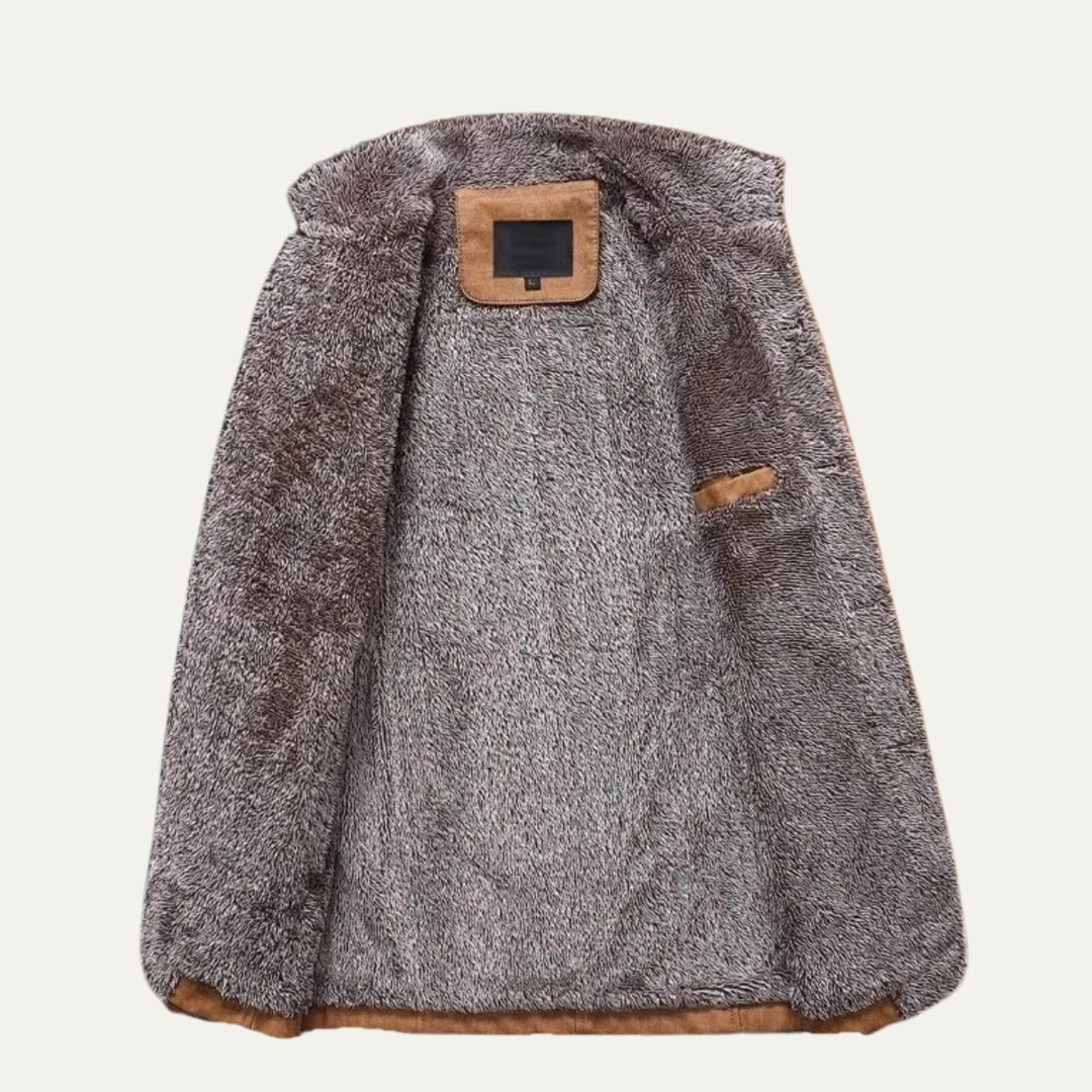 Mens Leather Jacket with Warm Fleece Lining Winter Coat