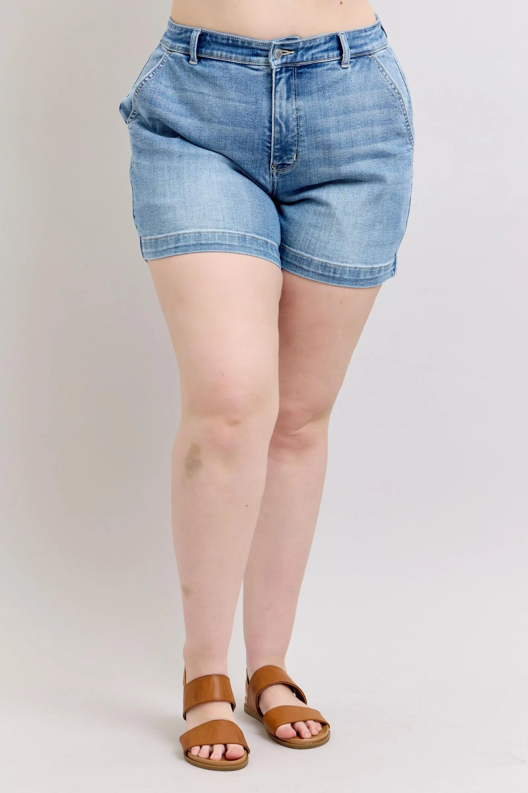 Womens High Waist Jeans Shorts Curvy Fit - BritishMode