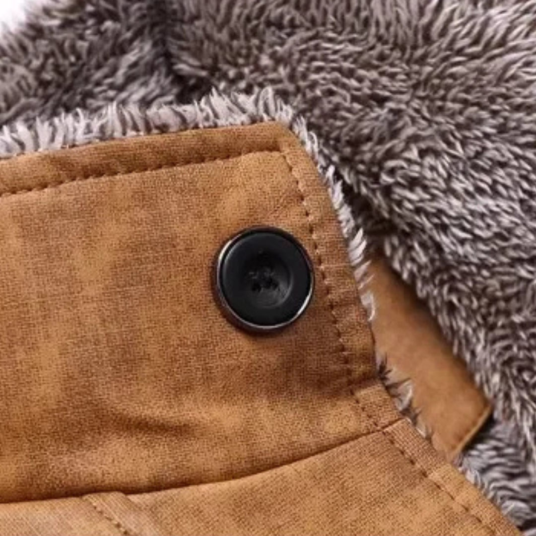 Mens Leather Jacket with Warm Fleece Lining Winter Coat
