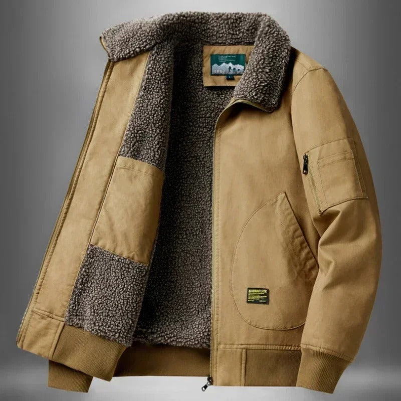 Mens Leather Jacket with Fleece Lining Warm Fit