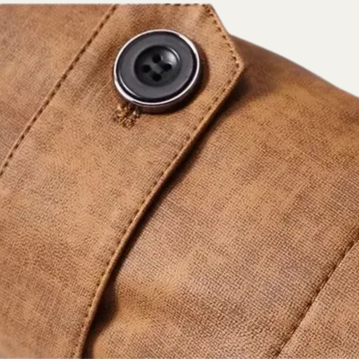 Mens Leather Jacket with Warm Fleece Lining Winter Coat