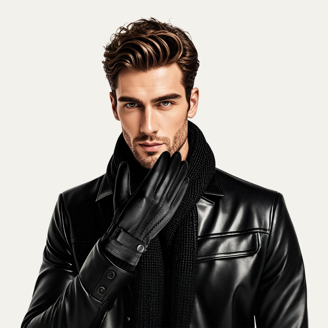 Mens Leather Gloves Fleece Lined Winter Fit
