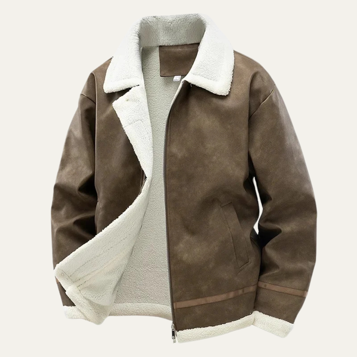 Mens Suede Aviator Jacket with Fleece Lining Winter Fit