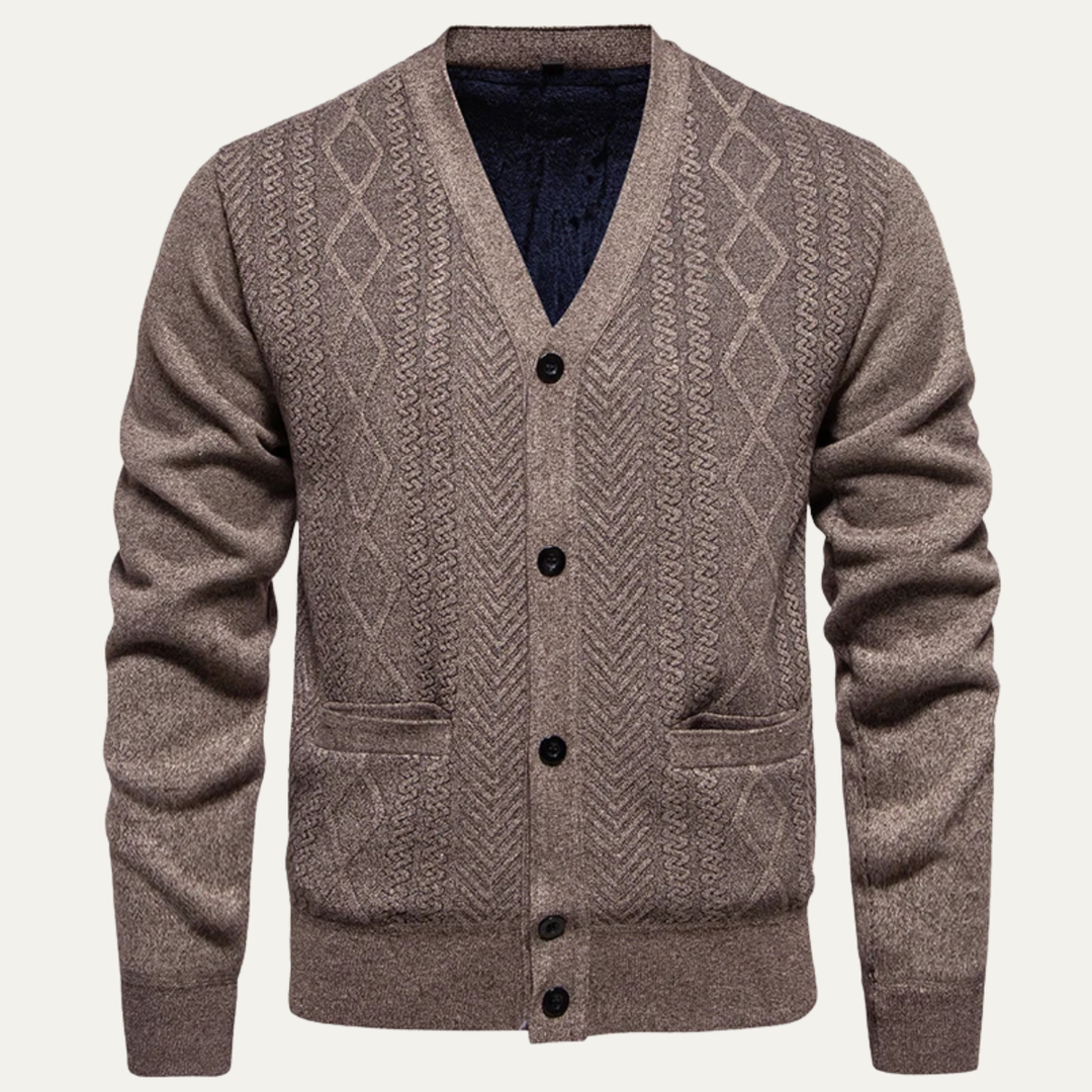 Mens Slim Fit Knitted Cardigan Button-Up V-Neck