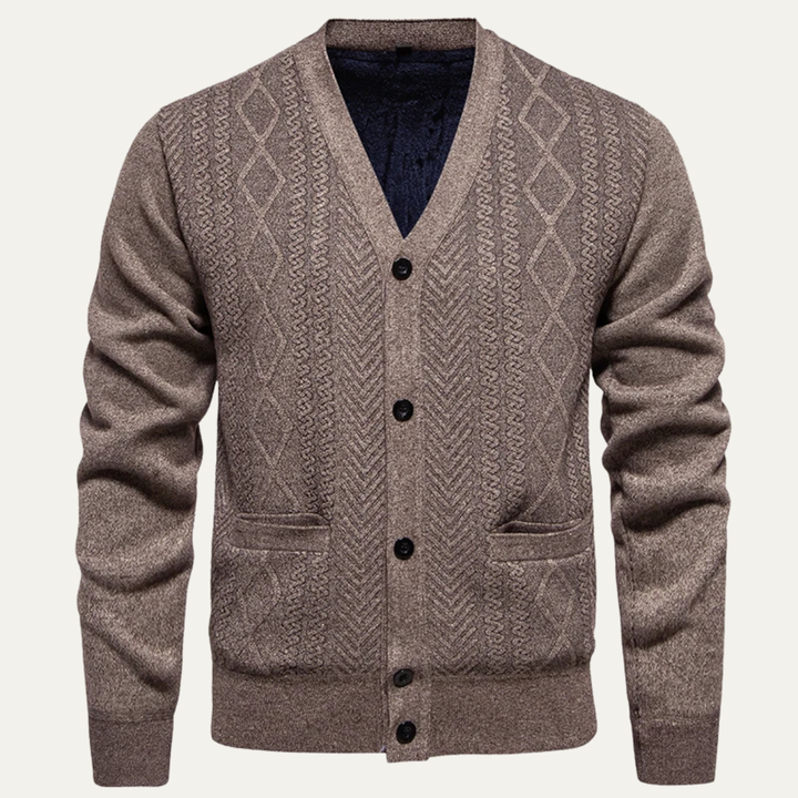 Mens Slim Fit Knitted Cardigan Button-Up V-Neck