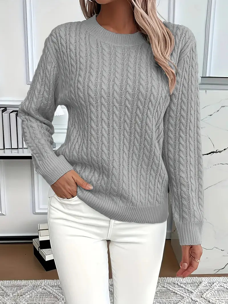 Womens Cable Knit Sweater Long Cozy Fit