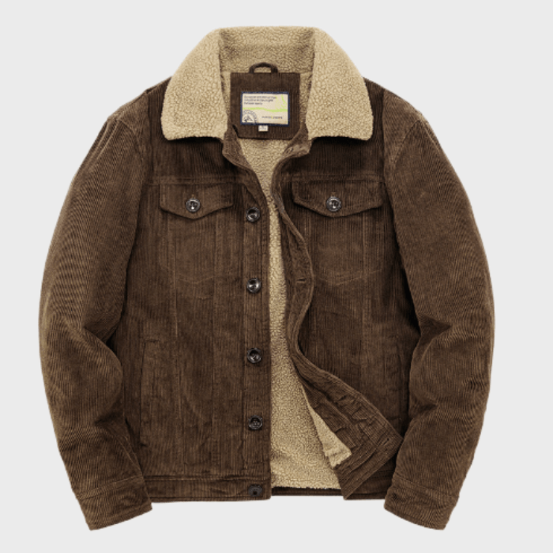Mens Corduroy Trucker Jacket Sherpa Lined Regular Fit
