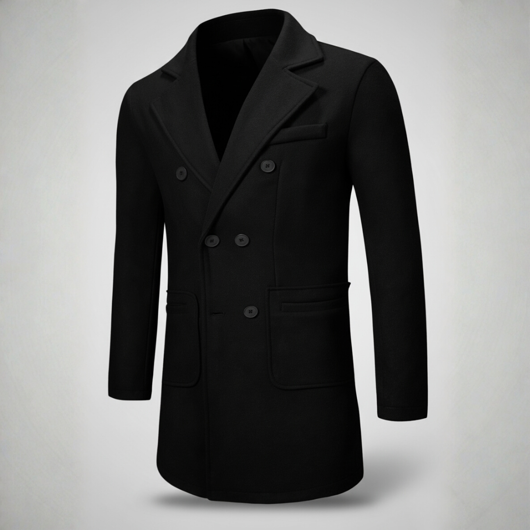 Mens Wool Overcoat Double-Breasted Fit