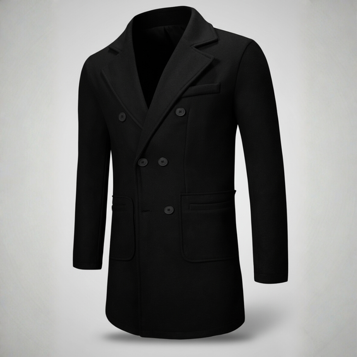 Mens Wool Overcoat Double-Breasted Fit