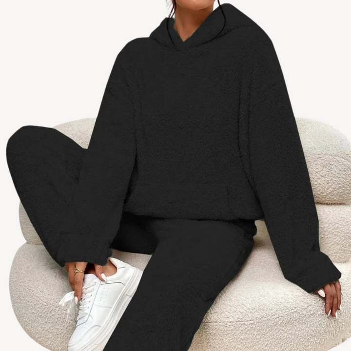 Womens Fleece Loungewear Set Relaxed Fit