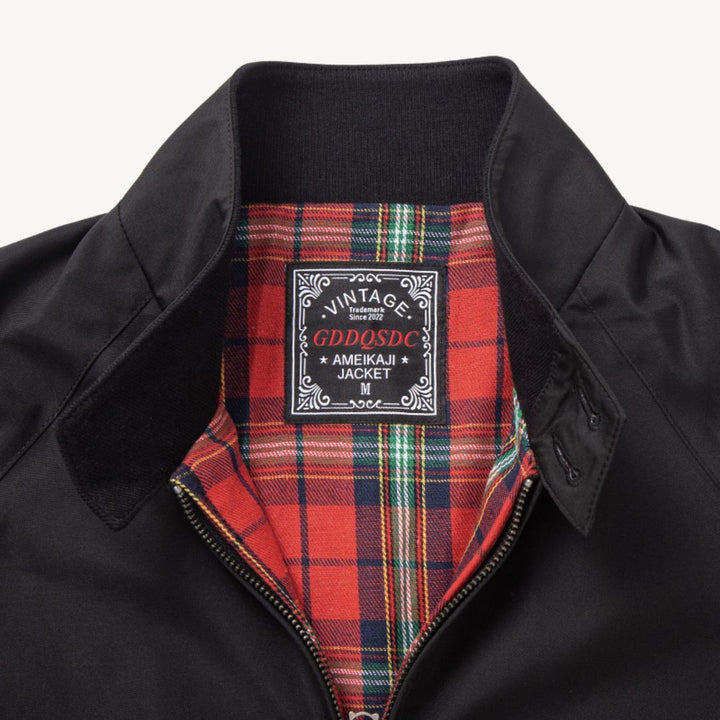 Mens Harrington Jacket with Plaid Lining Classic Fit - BritishMode