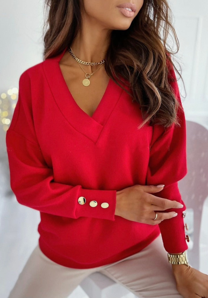 Womens V-Neck Knit Sweater Classic Fit