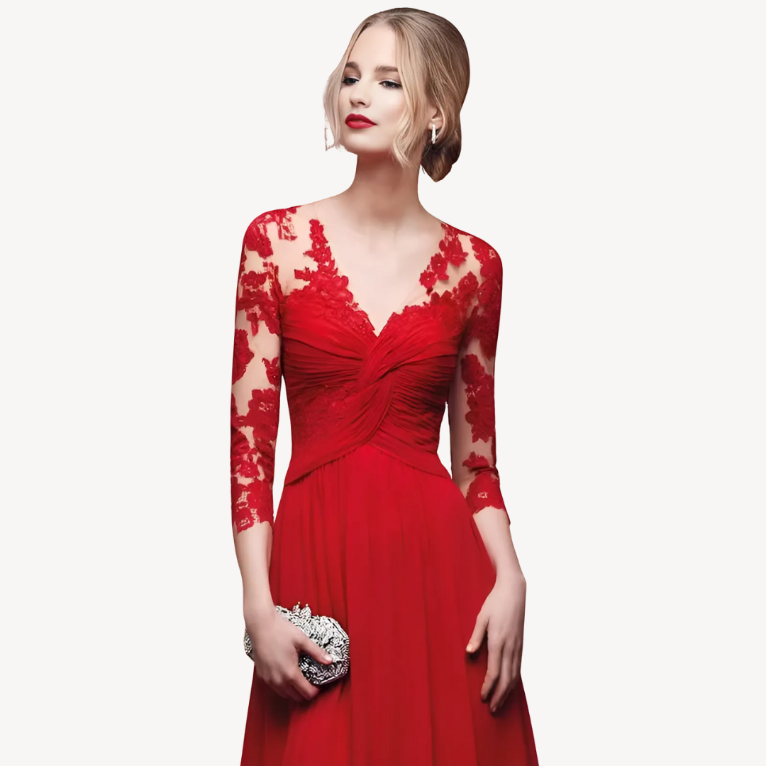 Womens Maxi Dress Lace Long Sleeve