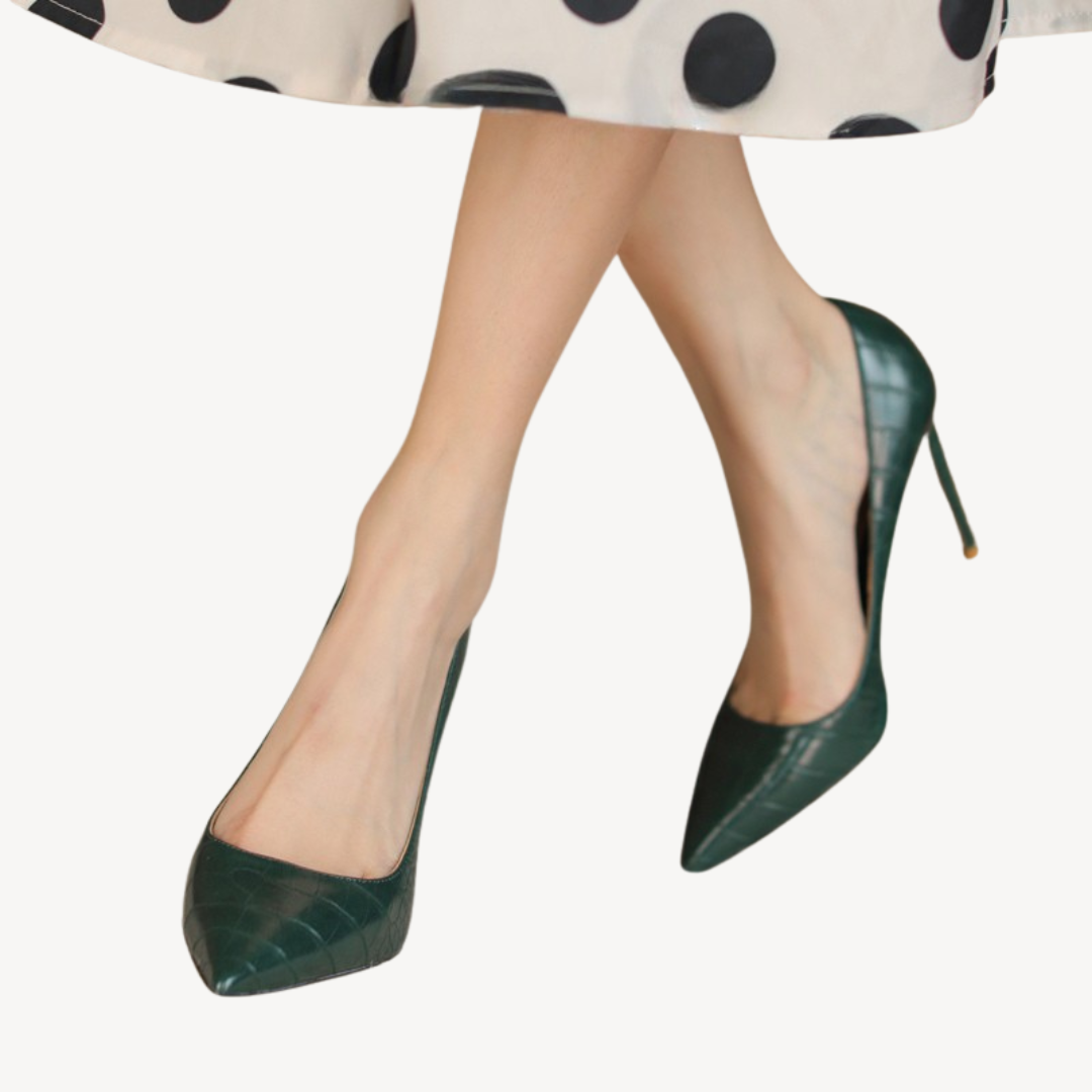 Womens Orthopedic Pointed Heels Croc-Embossed Design - BritishMode