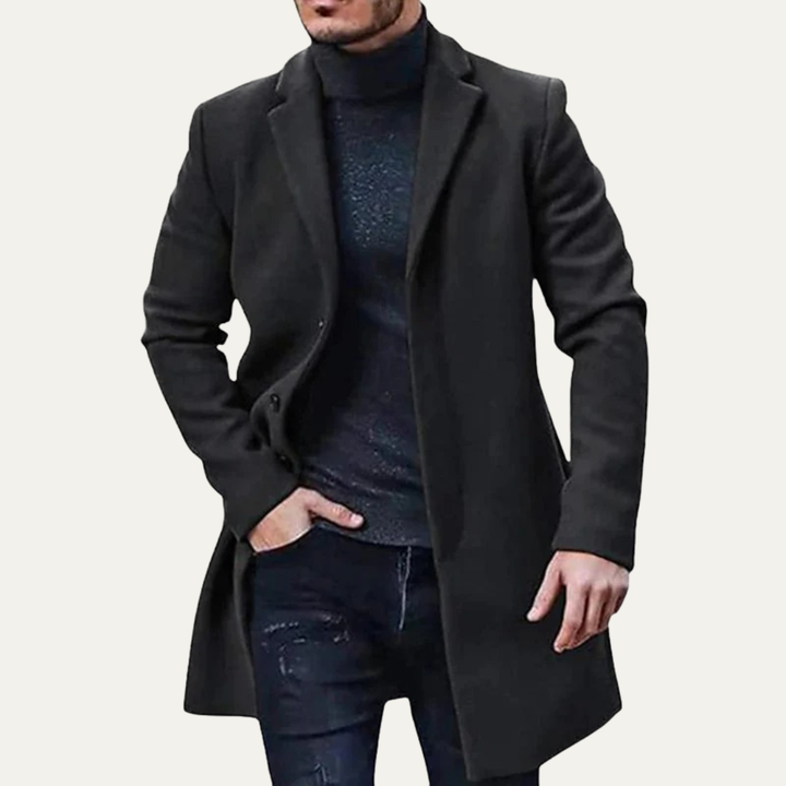 Mens Classic Overcoat Wool Blend Three Button