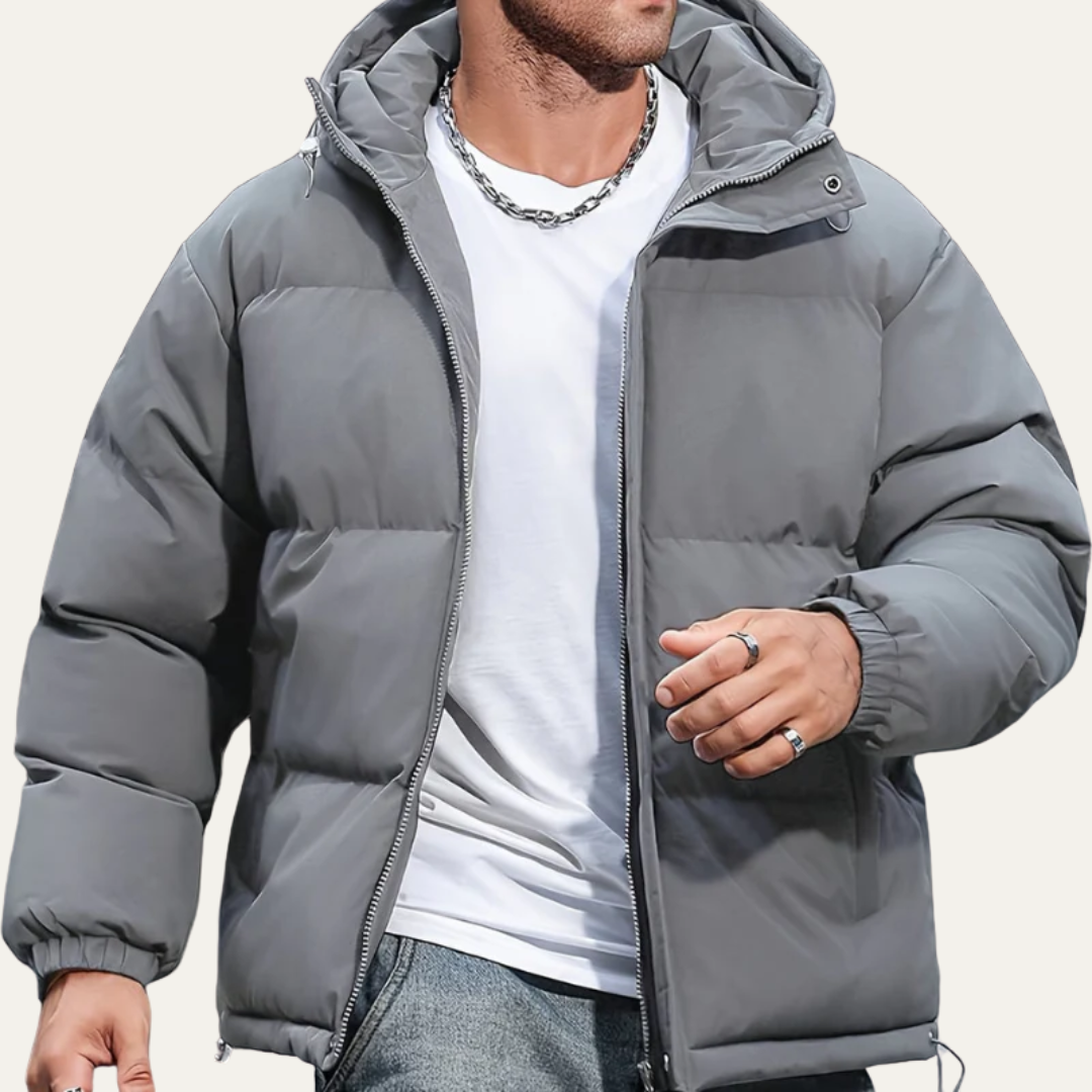 Mens Quilted Puffer Jacket with Hooded Design