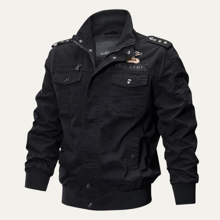 Mens Bomber Jacket Windproof Multi-Pocket Military Style