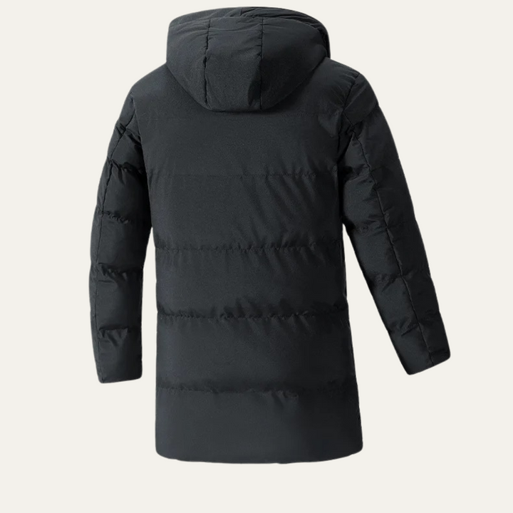 Mens Long Hooded Puffer Jacket Insulated Winter