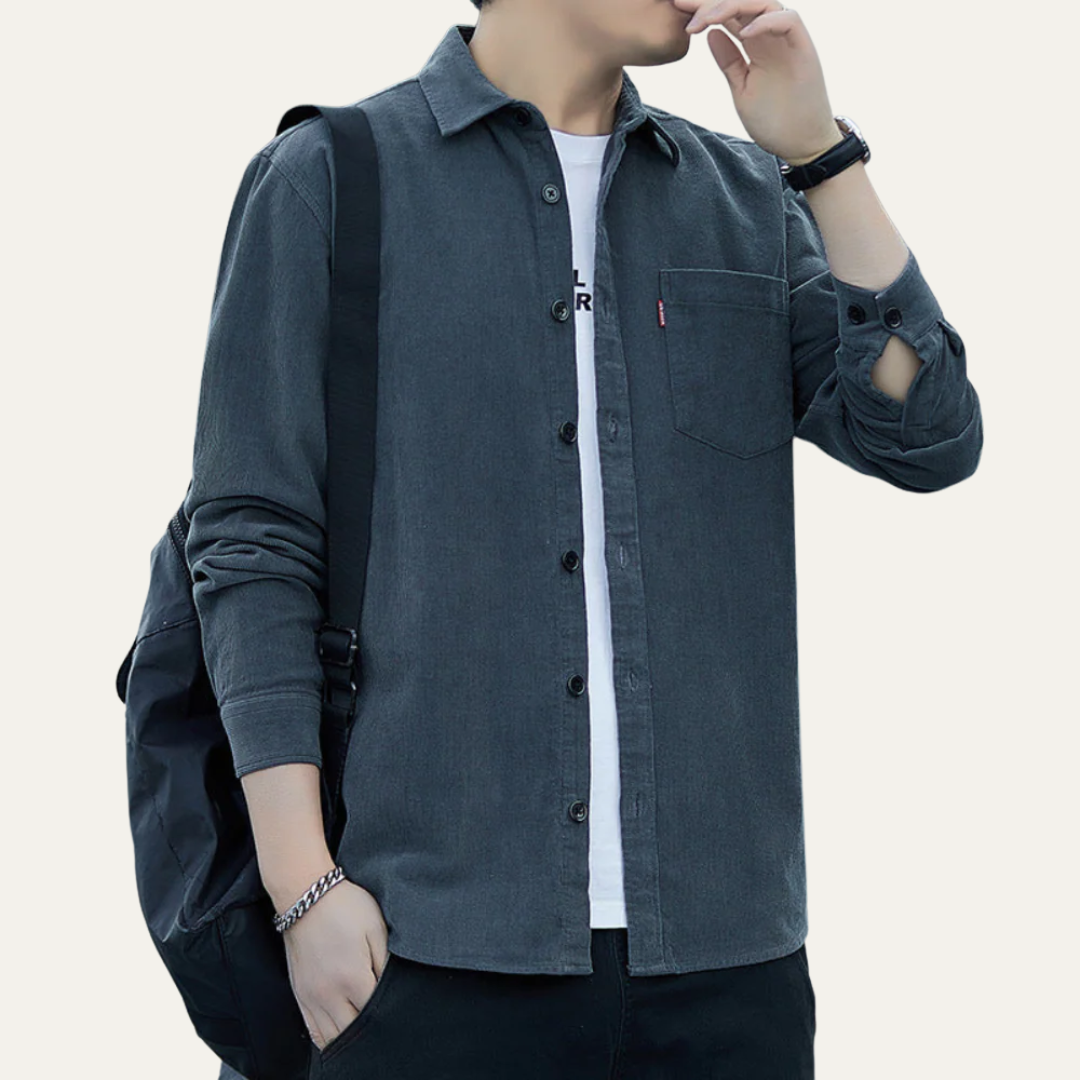 Mens Corduroy Shirt Button-Down Classic Fit