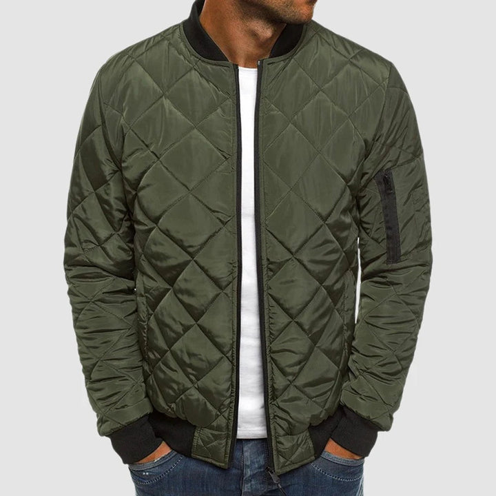 Mens Bomber Jacket Quilted Cotton Zip Front