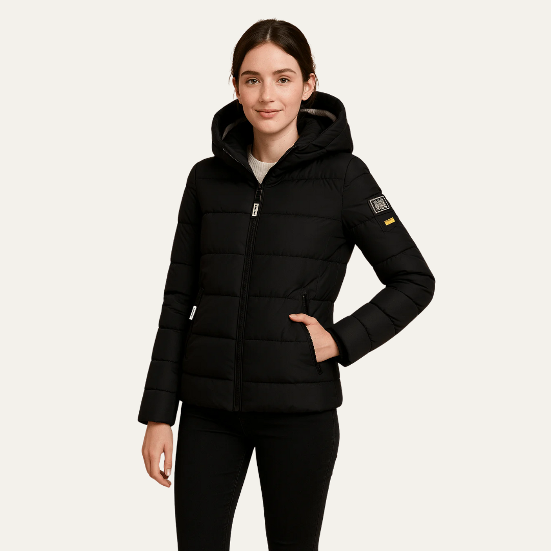 Womens Hooded Puffer Jacket Sporty Fit - BritishMode