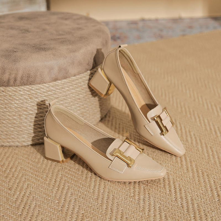 Womens Loafers with Block Heel Comfortable Office Fit - BritishMode