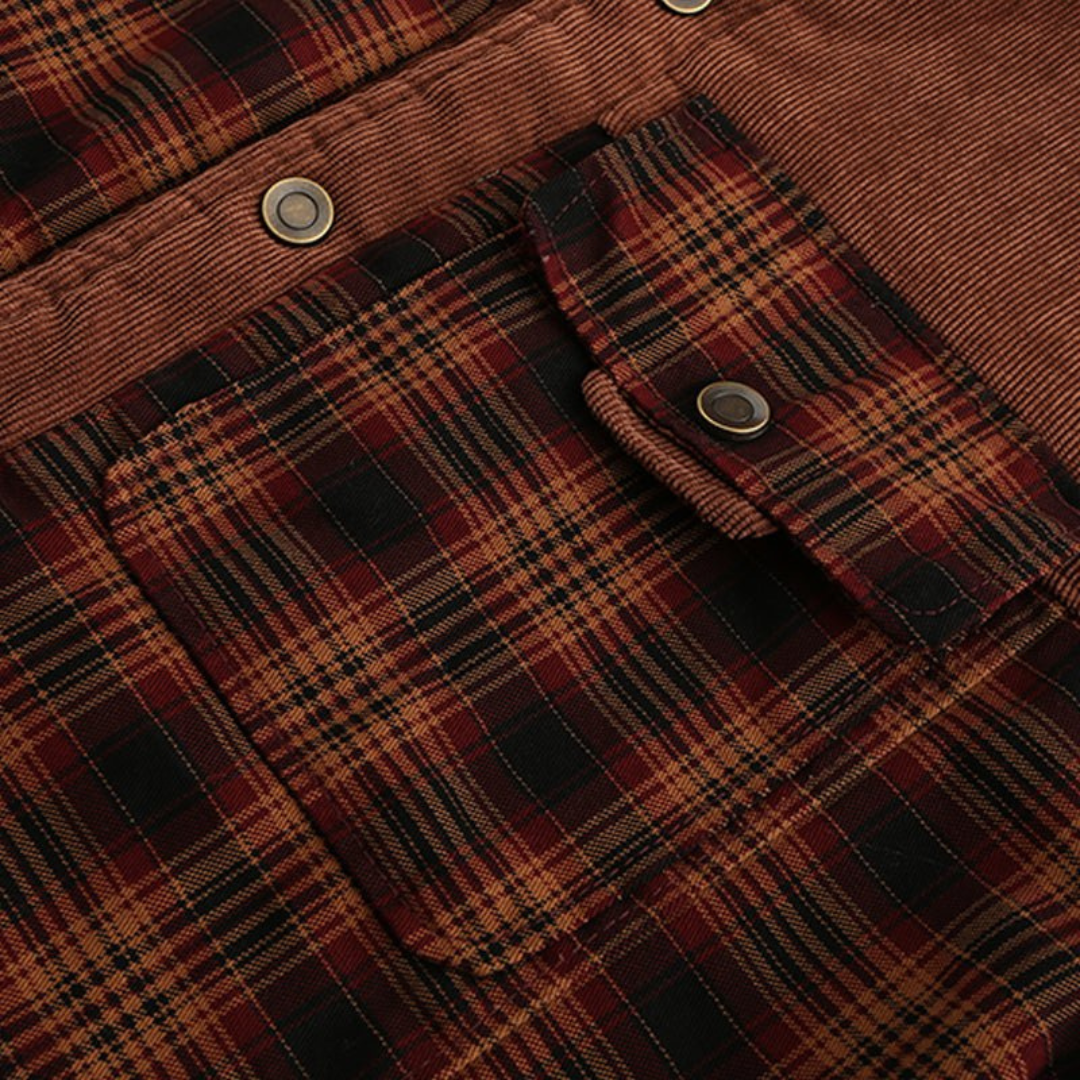 Mens Jacket Fleece Lined Plaid Pattern