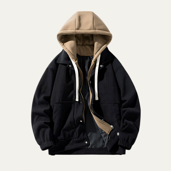 Mens Corduroy Trucker Jacket with Hood