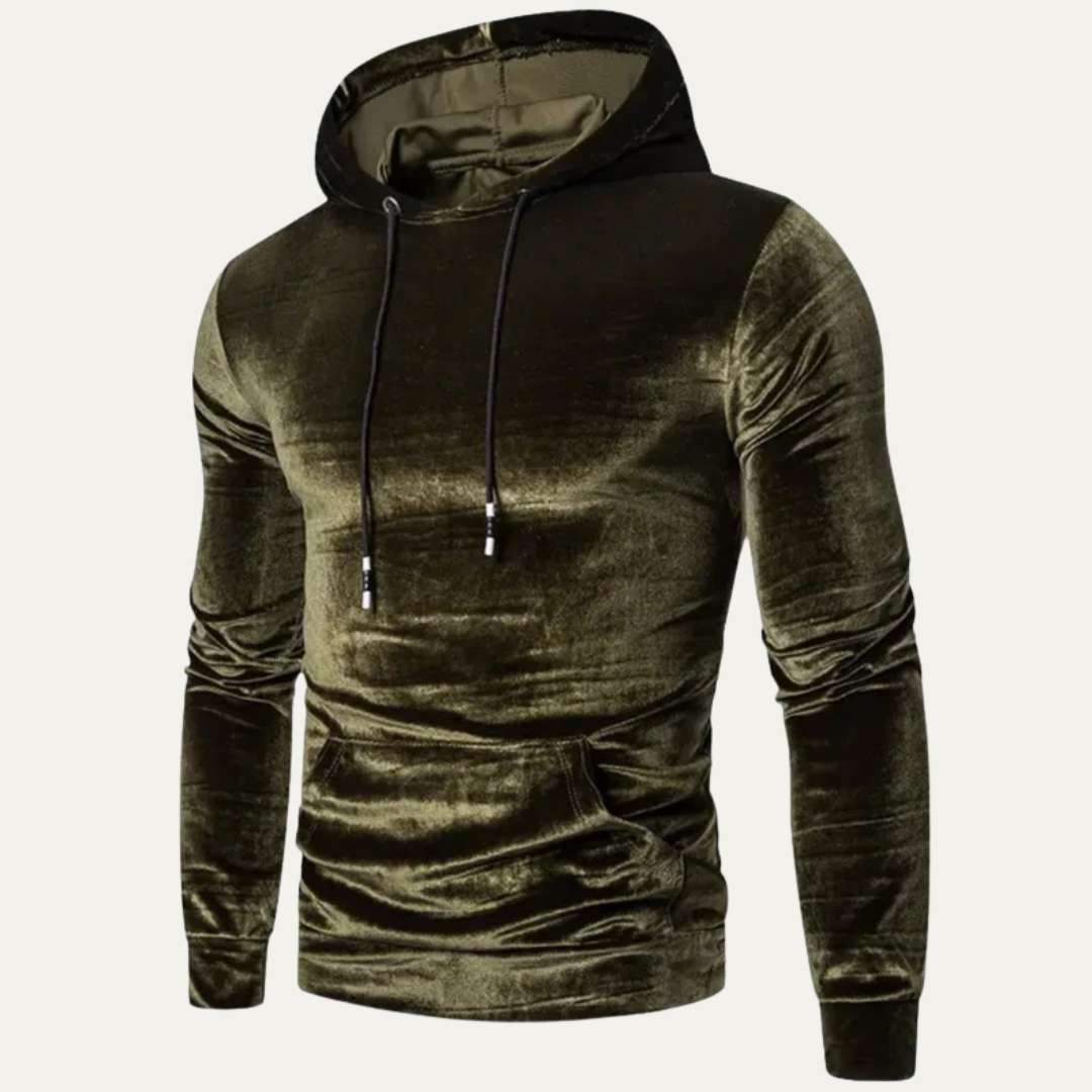 Mens Velvet Pullover Hoodie Kangaroo Pocket