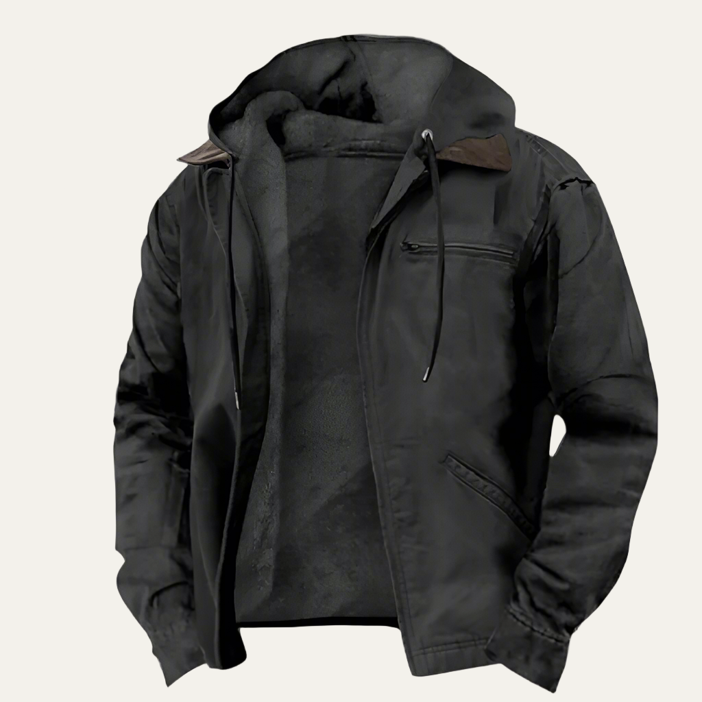 Mens Hooded Cotton Zip Jacket Warm Fit