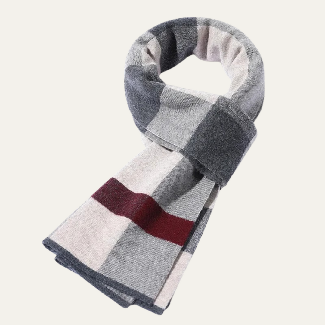 Mens Classic Knit Plaid Scarf Wool Blend
